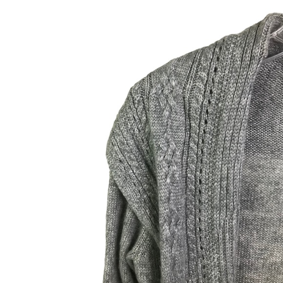 White House Black Market Women's Cardigan Gray Cabled Shawl Collar Coverup Sz XS - Picture 4 of 14